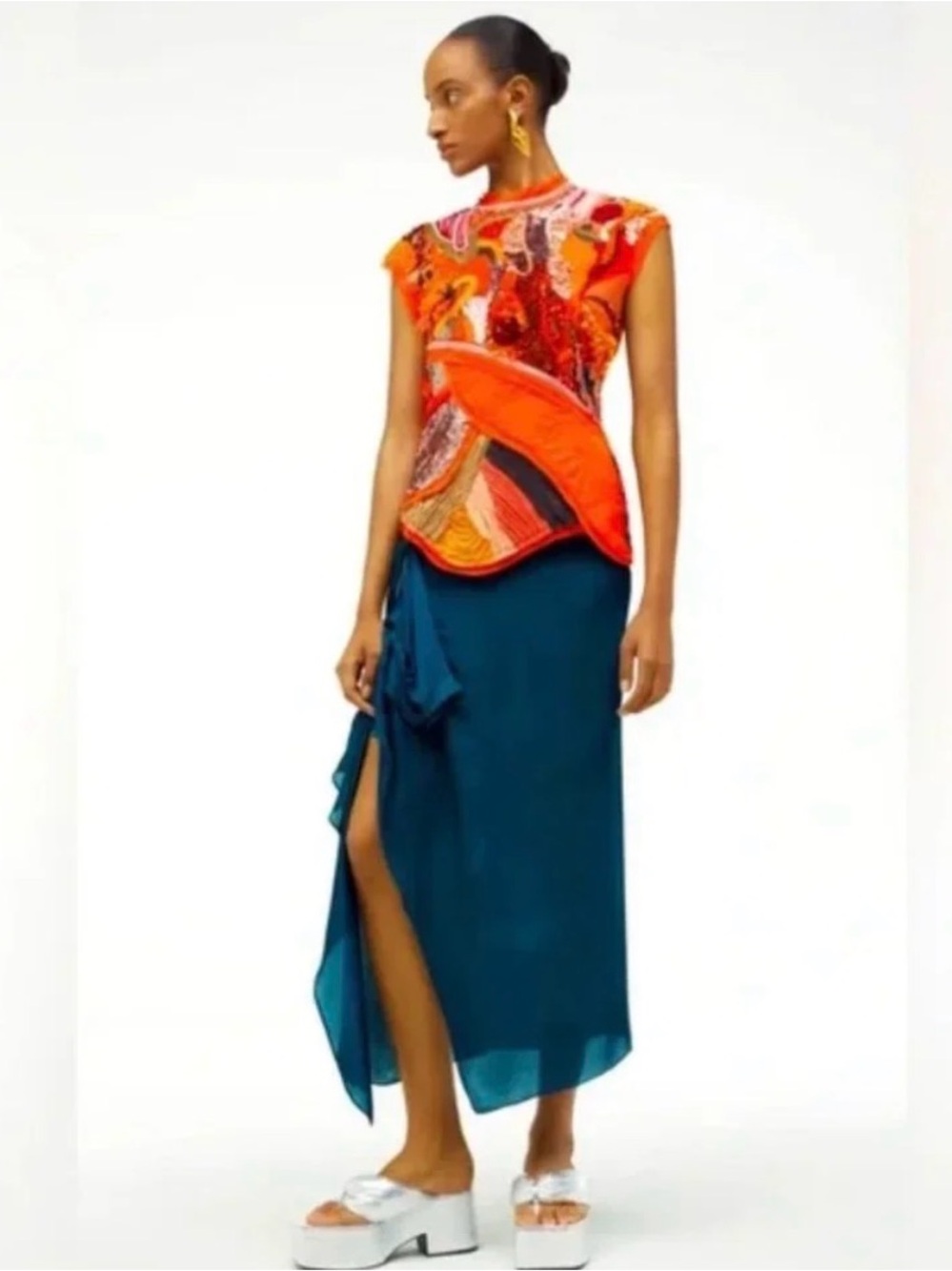 ZARA ATELIER BEADED DRESS LIMITED EDITION ORANGE NWT Size S